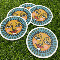 Round Blue Sun Sticker