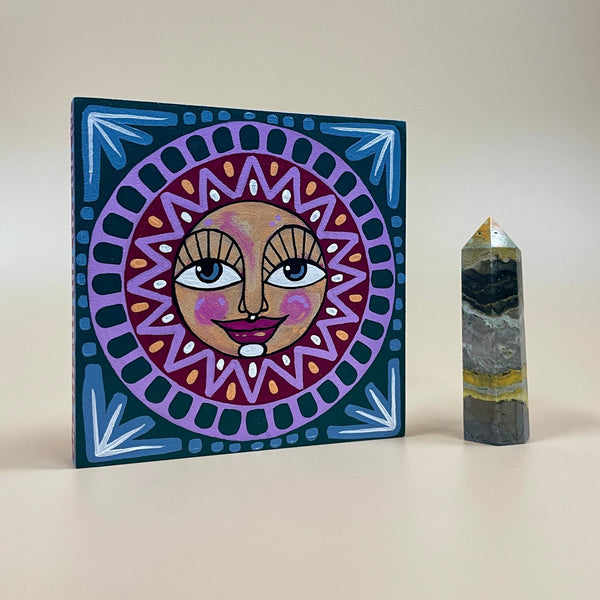 Teal & Magenta Sun Mandala Painting - 5 x 5