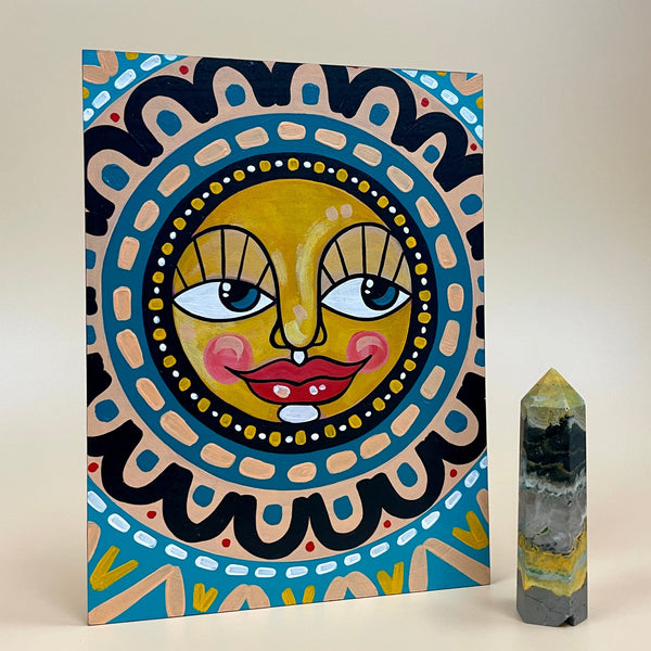 April Sun Mandala Painting on Panel - 6 x 8